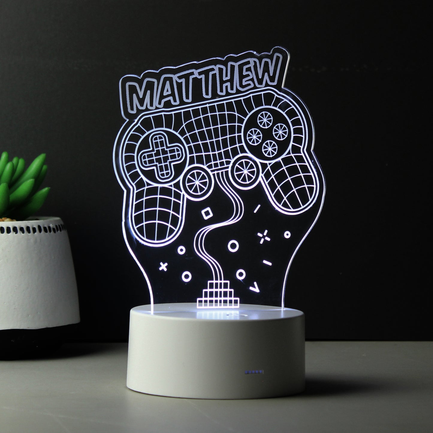 Personalised Name Gaming LED Colour Changing Night Light from Heartfelt Gifts
