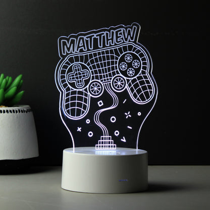 Personalised Name Gaming LED Colour Changing Night Light from Heartfelt Gifts
