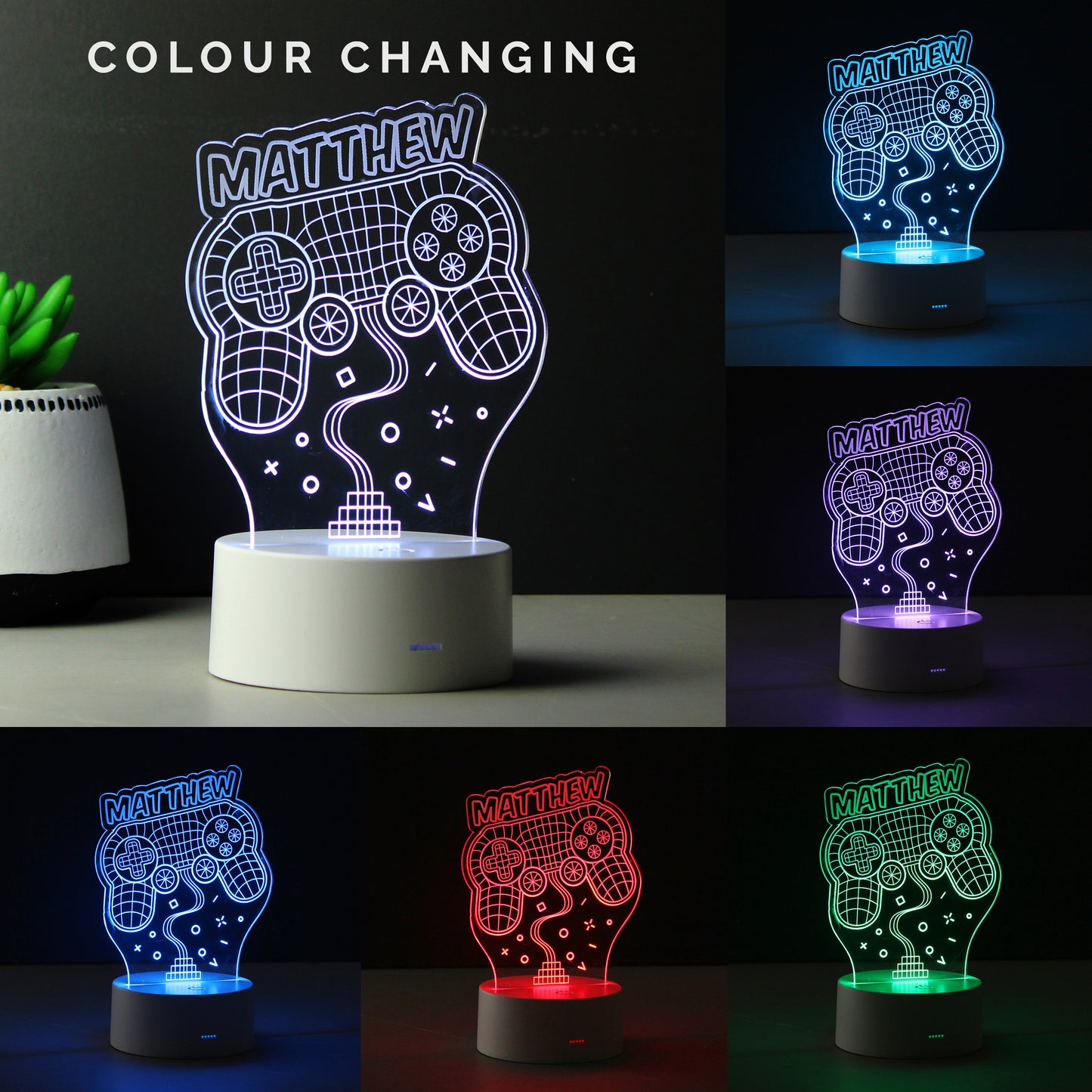 Personalised Name Gaming LED Colour Changing Night Light - image 2