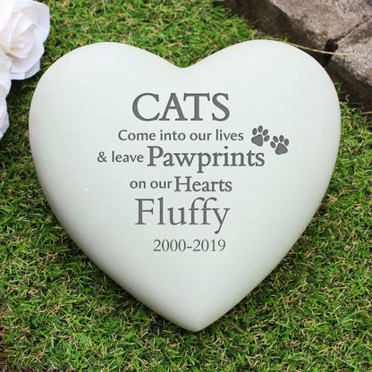Personalised Cat Pawprints Heart Memorial - image 3