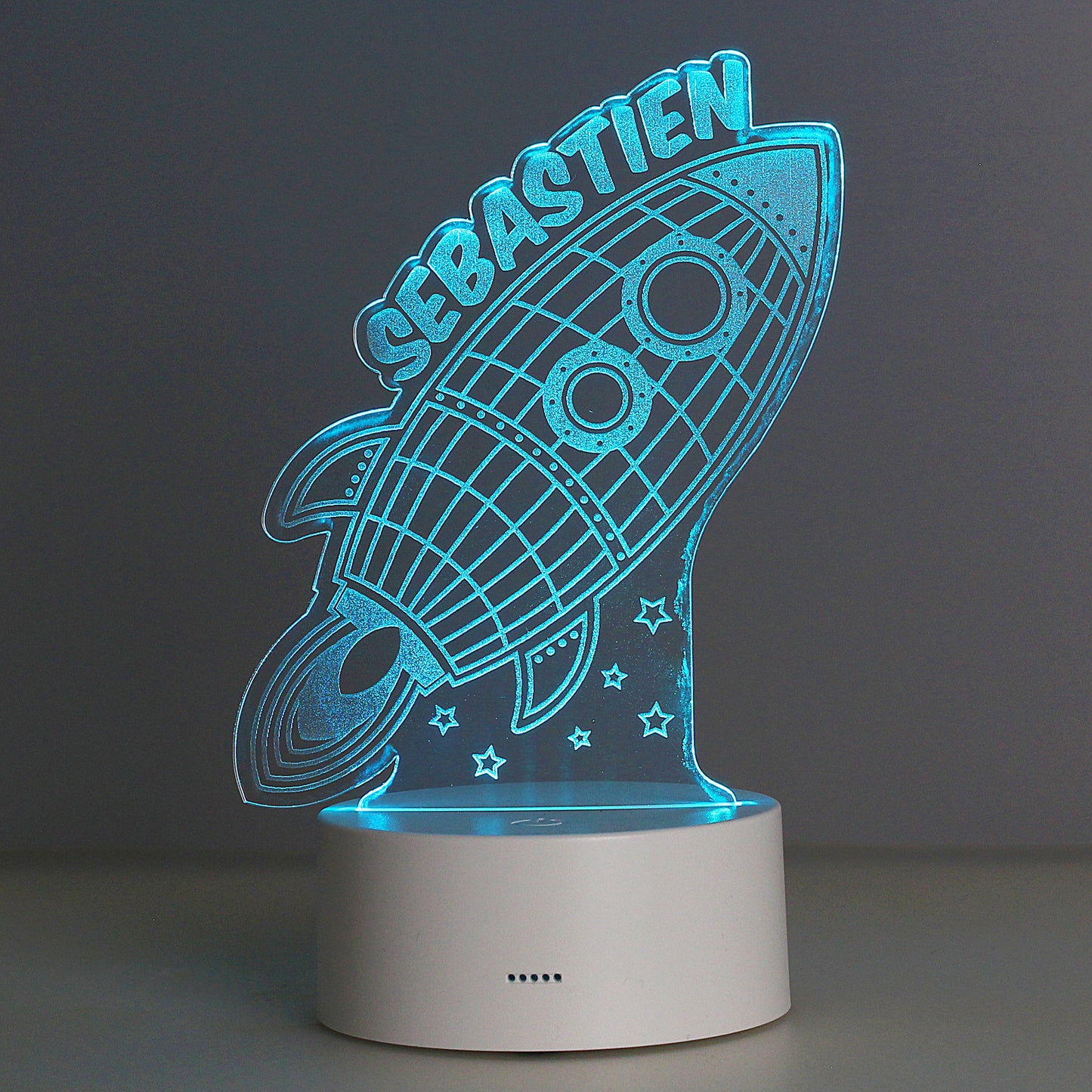 Personalised Space Rocket LED Colour Changing Wireframe Night Light from Heartfelt Gifts