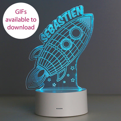 Personalised Space Rocket LED Colour Changing Wireframe Night Light - image 13