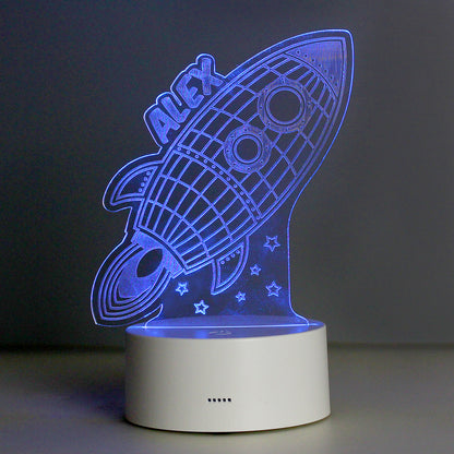 Personalised Space Rocket LED Colour Changing Wireframe Night Light - image 4