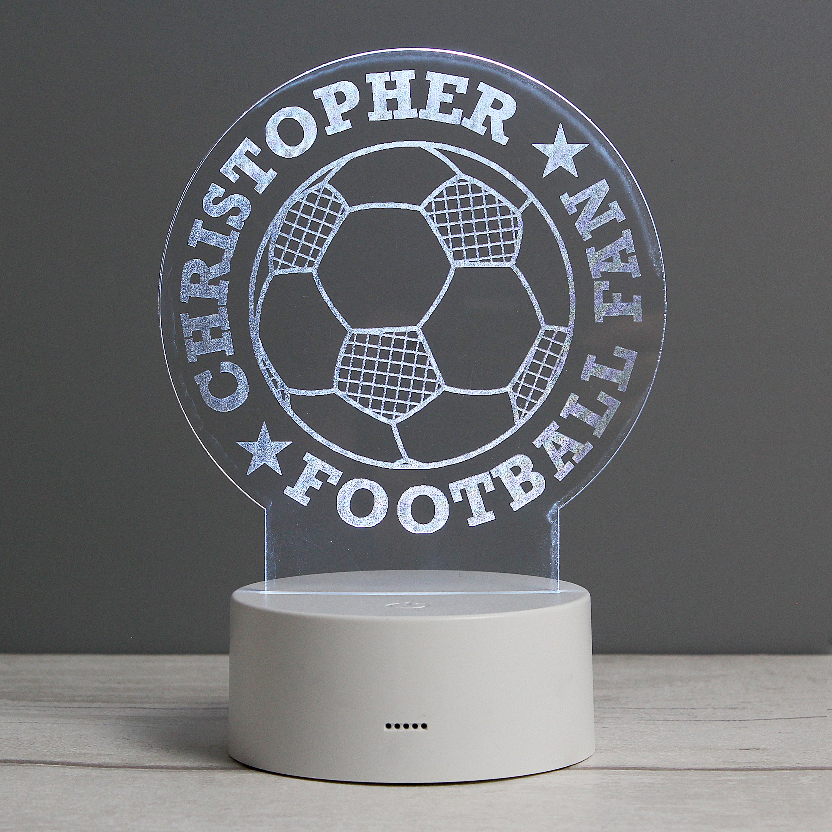 Personalised Football LED Colour Changing Desk Night Light from Heartfelt Gifts