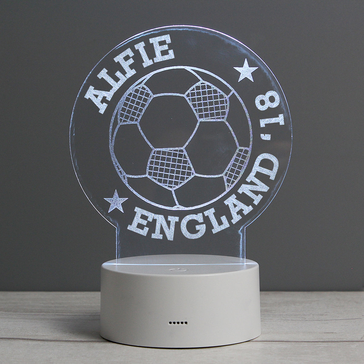 Personalised Football LED Colour Changing Desk Night Light – additional product view 3