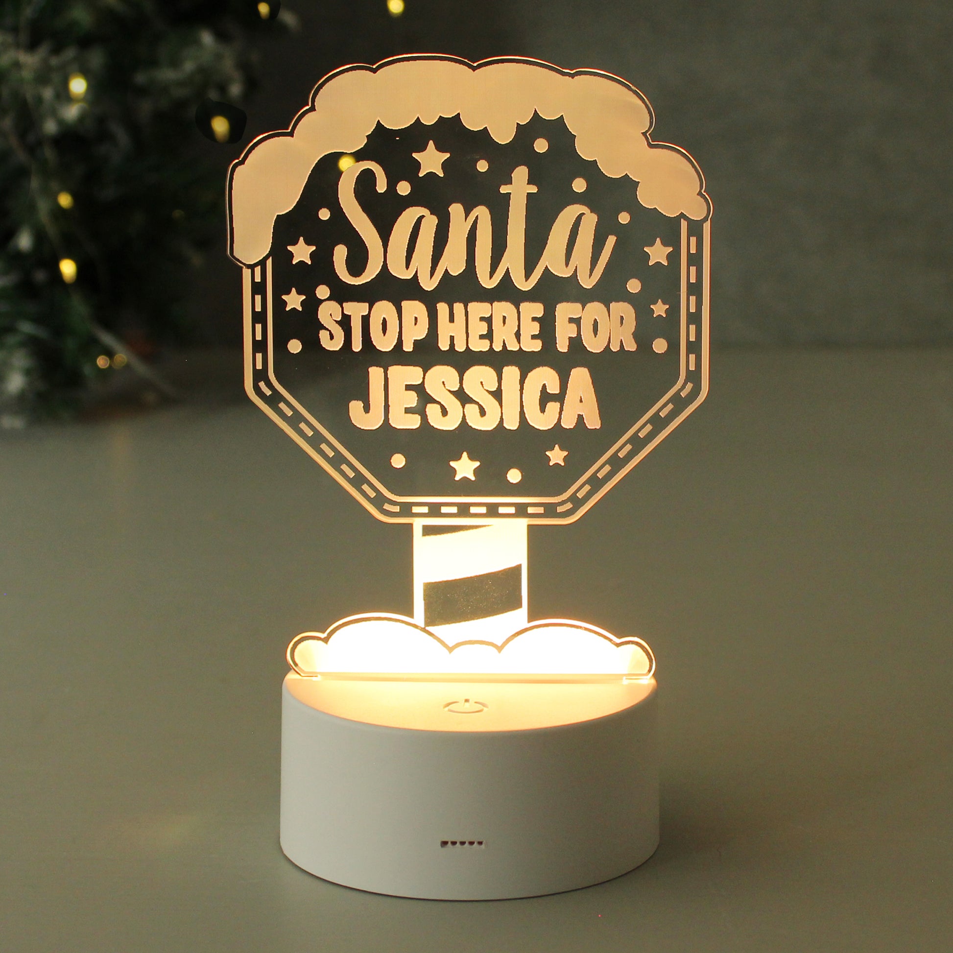 Personalised Santa Stop Here LED Colour Changing Night Light from Heartfelt Gifts