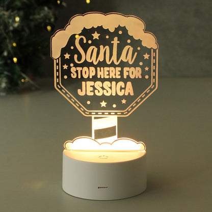 Personalised Santa Stop Here LED Colour Changing Night Light from Heartfelt Gifts