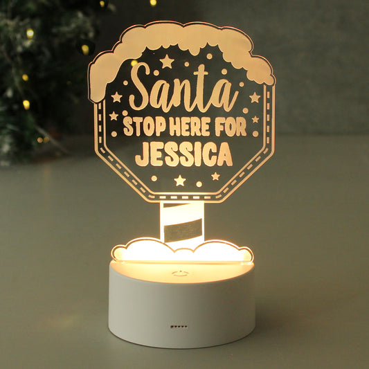 Personalised Santa Stop Here LED Colour Changing Night Light from Heartfelt Gifts