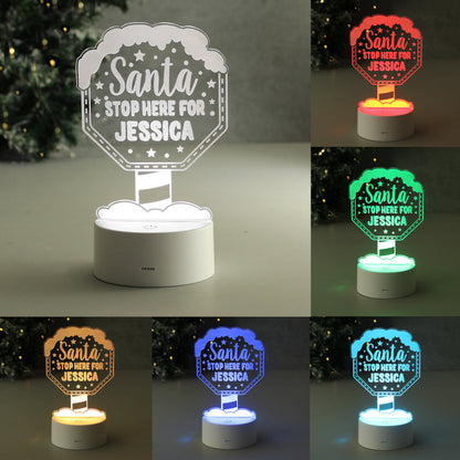 Personalised Santa Stop Here LED Colour Changing Night Light - image 2