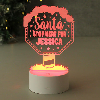 Personalised Santa Stop Here LED Colour Changing Night Light - image 4