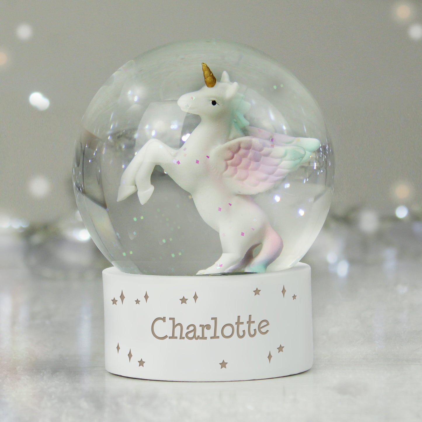 Personalised Unicorn Name Snow Globe from Heartfelt Gifts