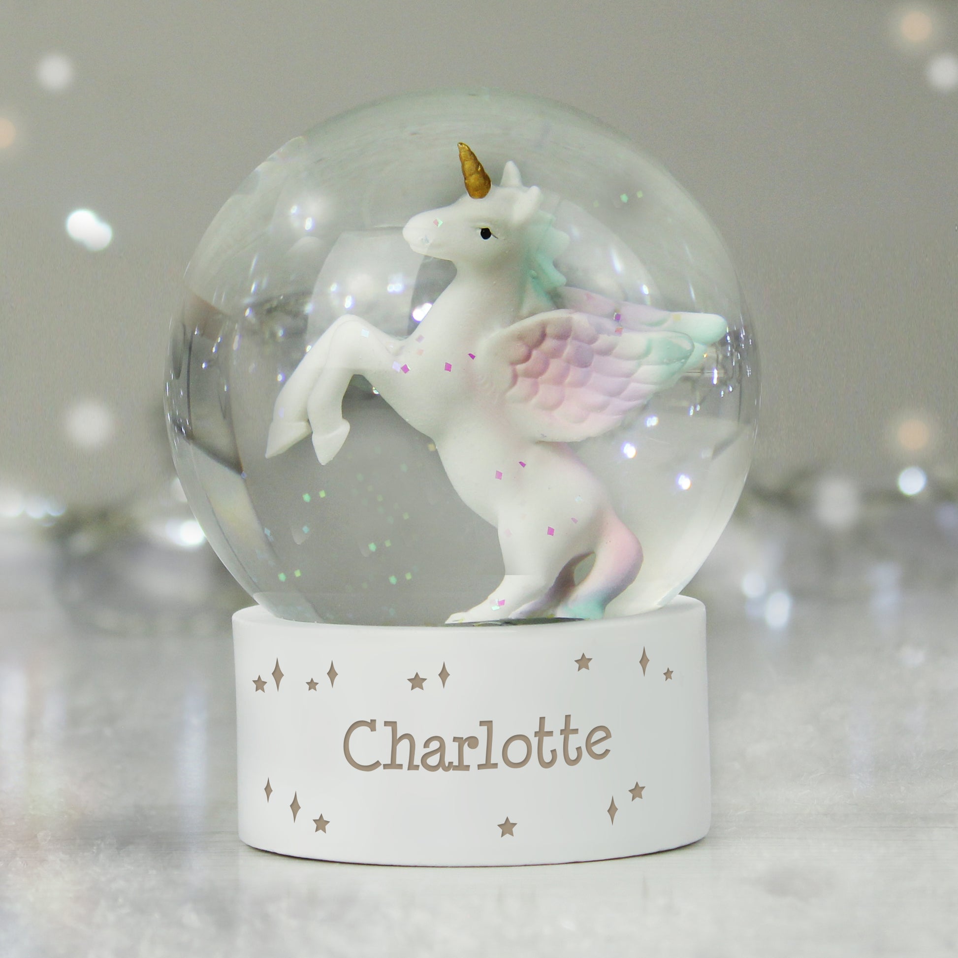 Personalised Unicorn Name Snow Globe from Heartfelt Gifts