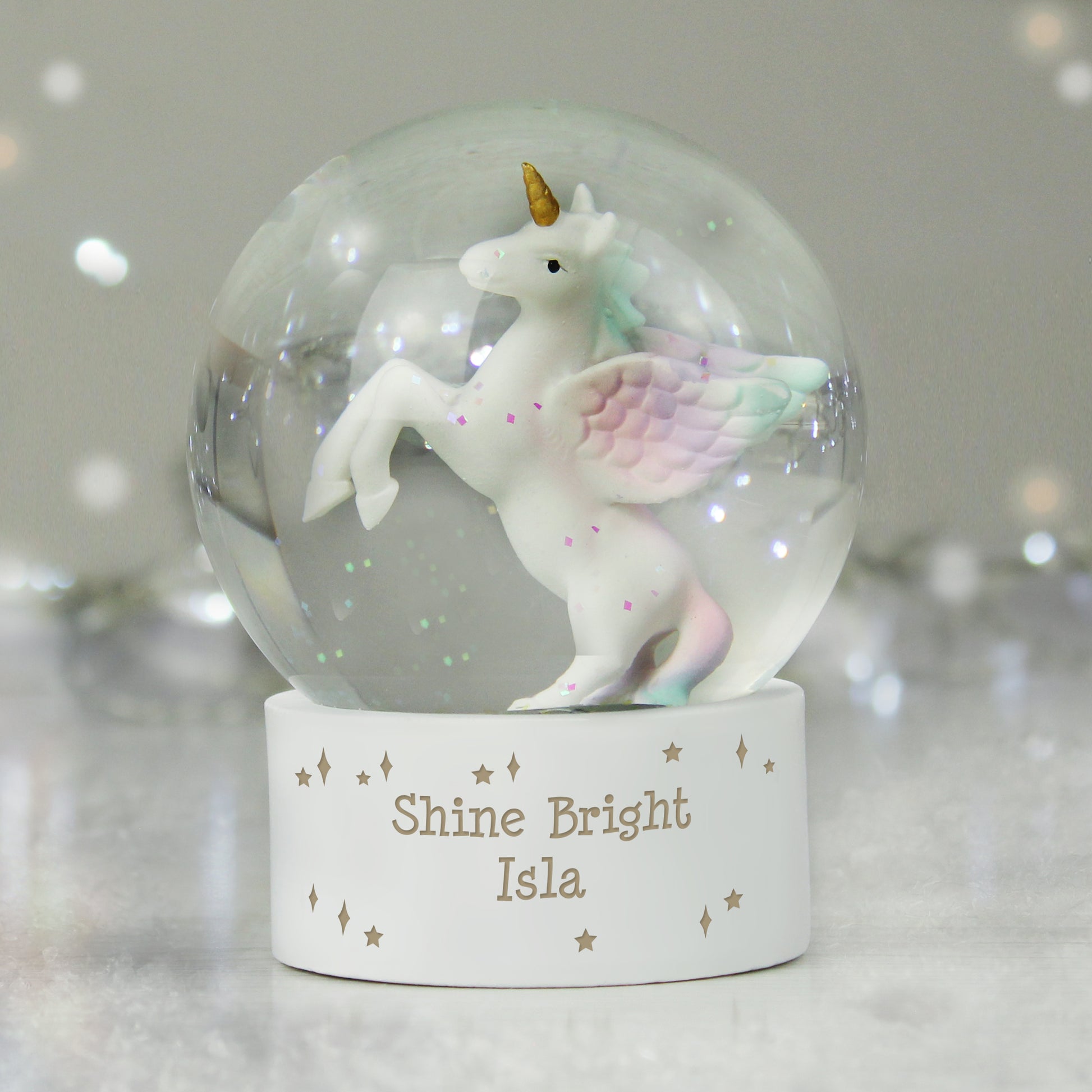 Personalised Unicorn Snow Globe from Heartfelt Gifts