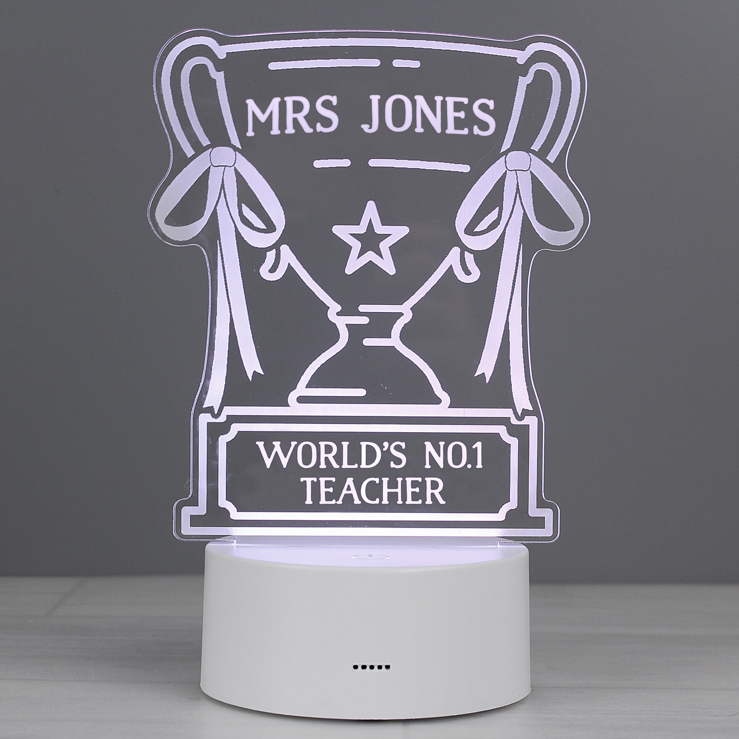 Personalised Trophy LED Colour Changing Night Light from Heartfelt Gifts