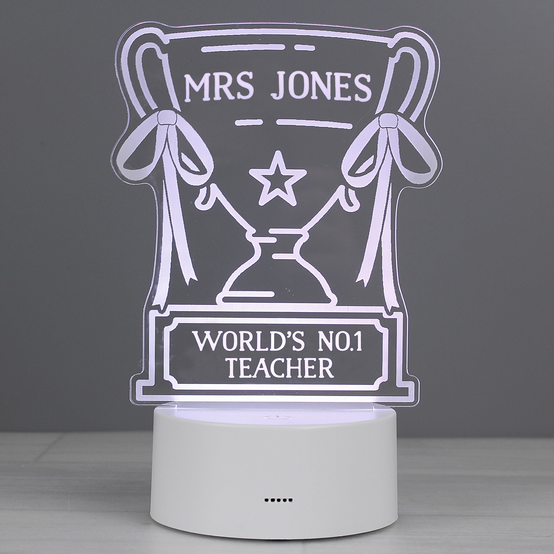 Personalised Trophy LED Colour Changing Night Light from Heartfelt Gifts