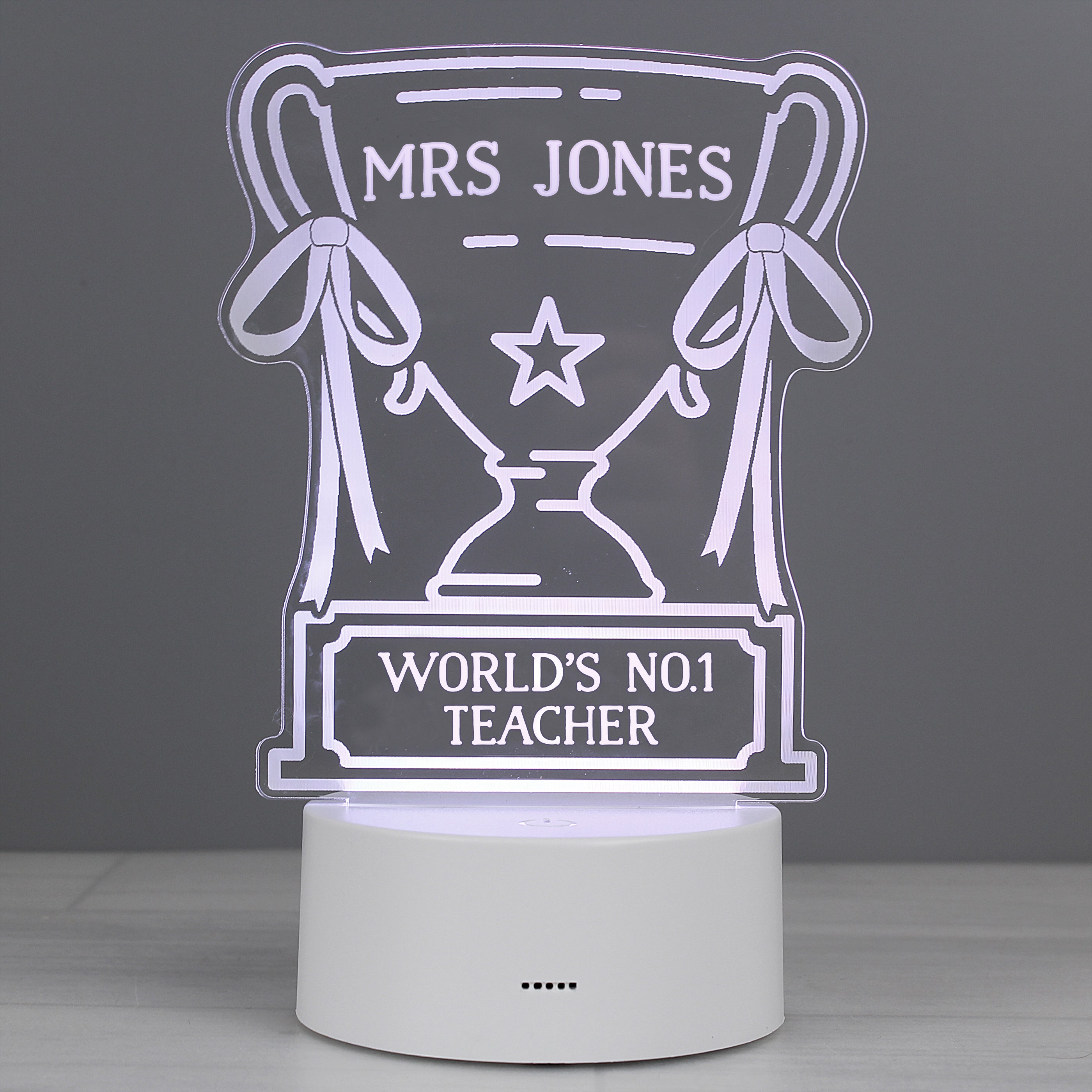 Personalised Trophy LED Colour Changing Night Light from Heartfelt Gifts