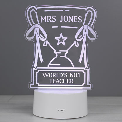 Personalised Trophy LED Colour Changing Night Light from Heartfelt Gifts