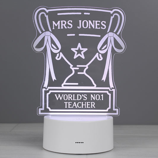 Personalised Trophy LED Colour Changing Night Light from Heartfelt Gifts