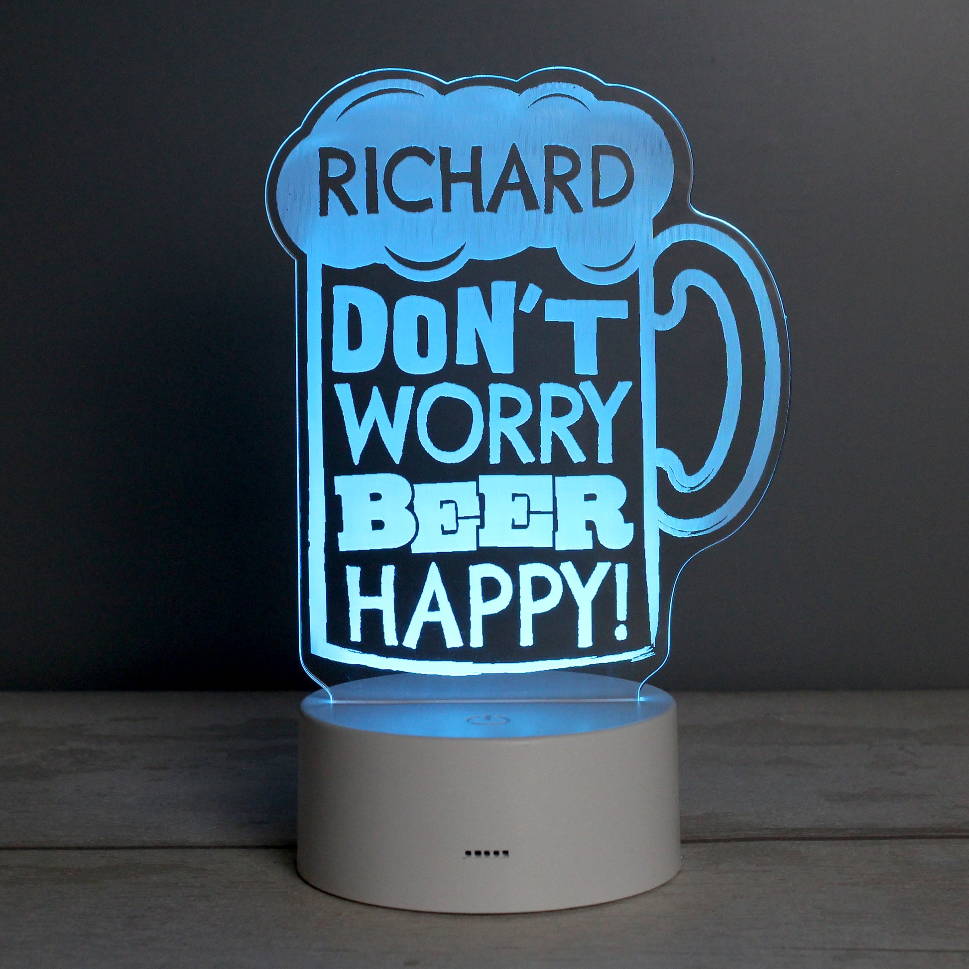 Personalised ""Beer Happy"" LED Colour Changing Light from Heartfelt Gifts