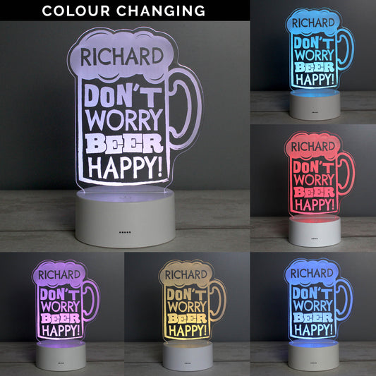 Personalised ""Beer Happy""  LED Colour Changing Light - image 2