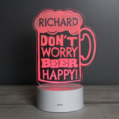 Personalised ""Beer Happy""  LED Colour Changing Light - image 4