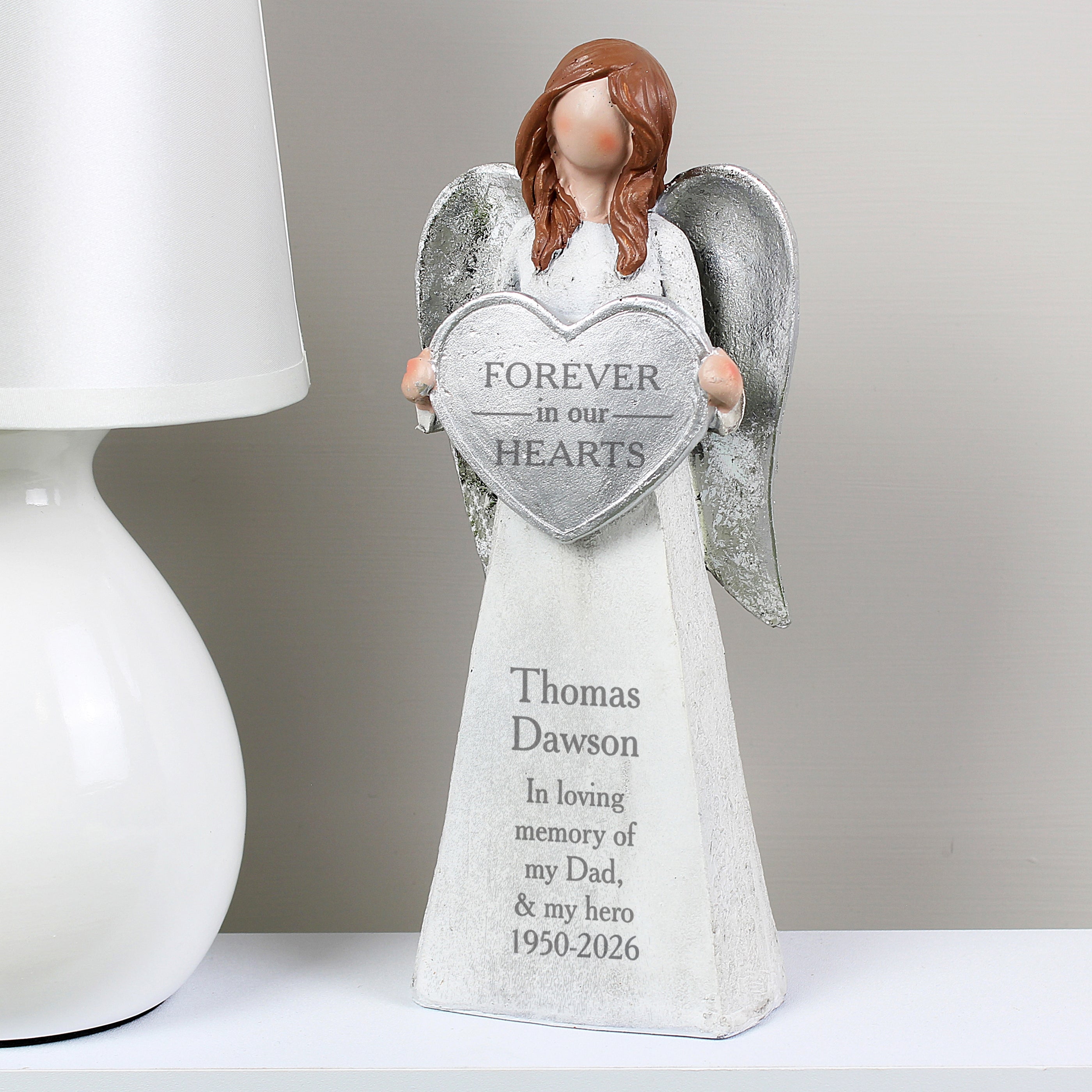 Personalised Forever In Our Hearts Memorial Angel Ornament from Heartfelt Gifts