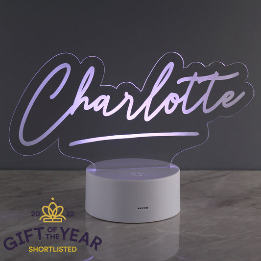 Personalised Free Text LED Colour Changing Desk Night Light from Heartfelt Gifts