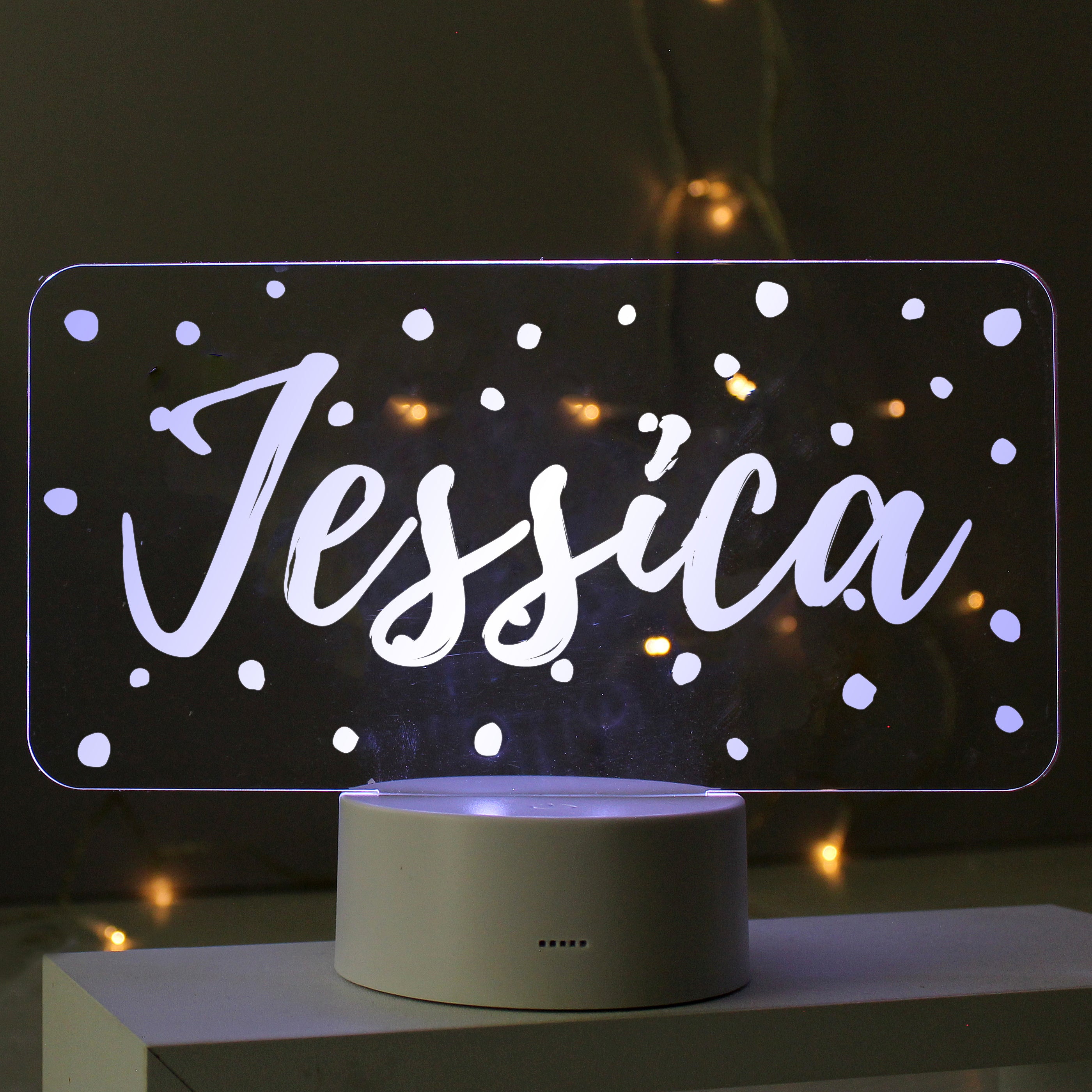 Personalised Polka-dot Name only LED Colour Changing Night Light from Heartfelt Gifts