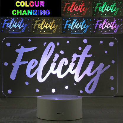 Personalised Polka-dot Name only LED Colour Changing Night Light - image 2