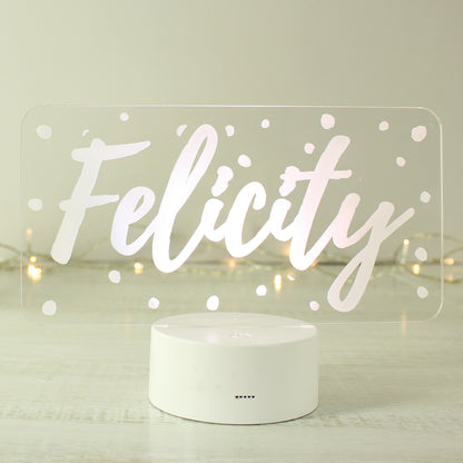 Personalised Polka-dot Name only LED Colour Changing Night Light - image 3