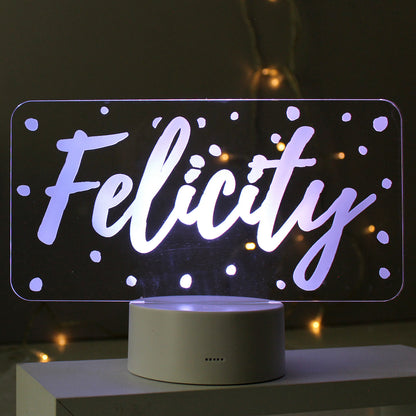 Personalised Polka-dot Name only LED Colour Changing Night Light - image 4