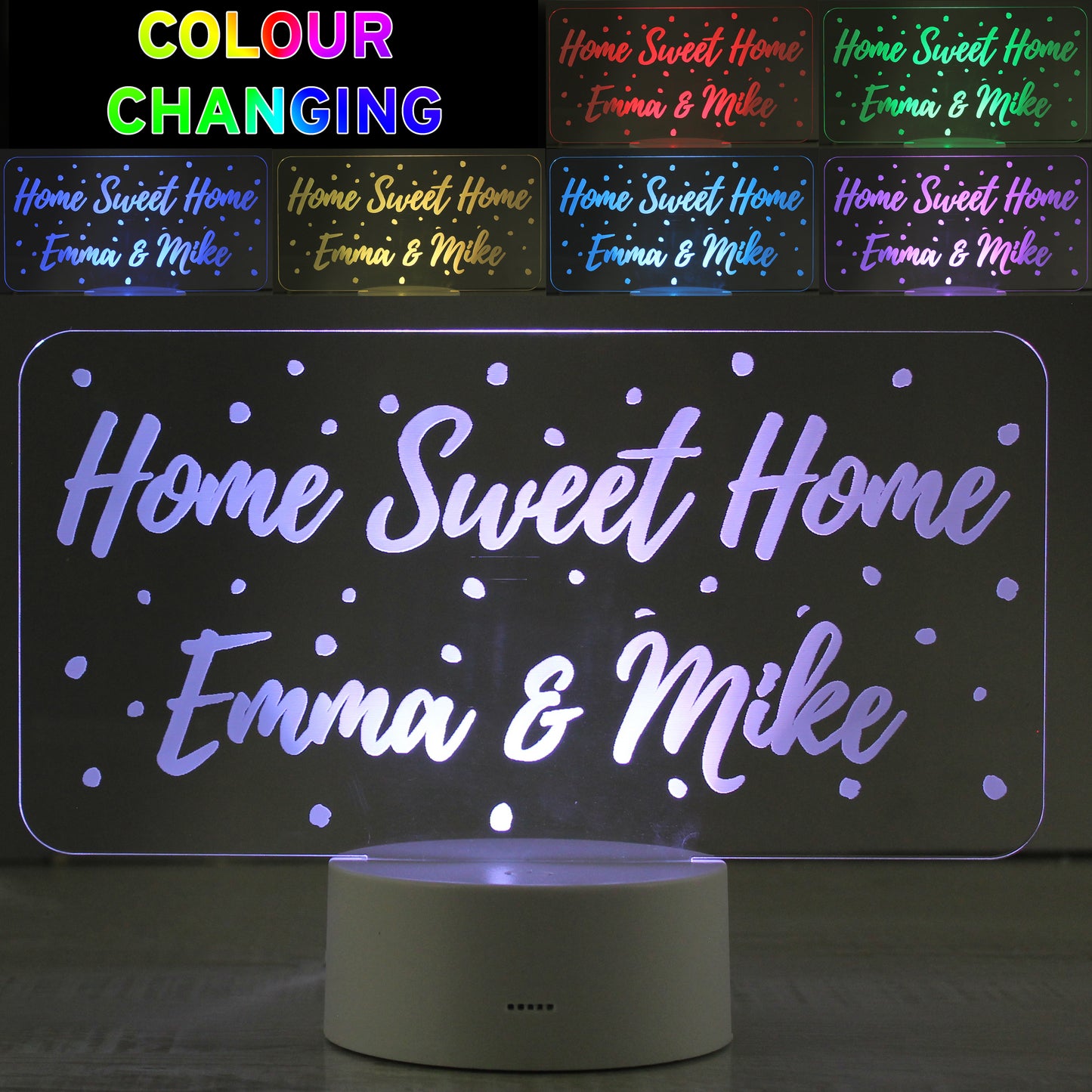 Personalised Polka-dot Message LED Colour Changing Night Light - image 3