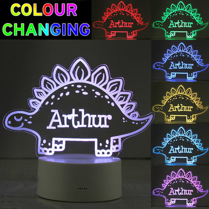 Personalised Dinosaur LED Colour Changing Night Light from Heartfelt Gifts