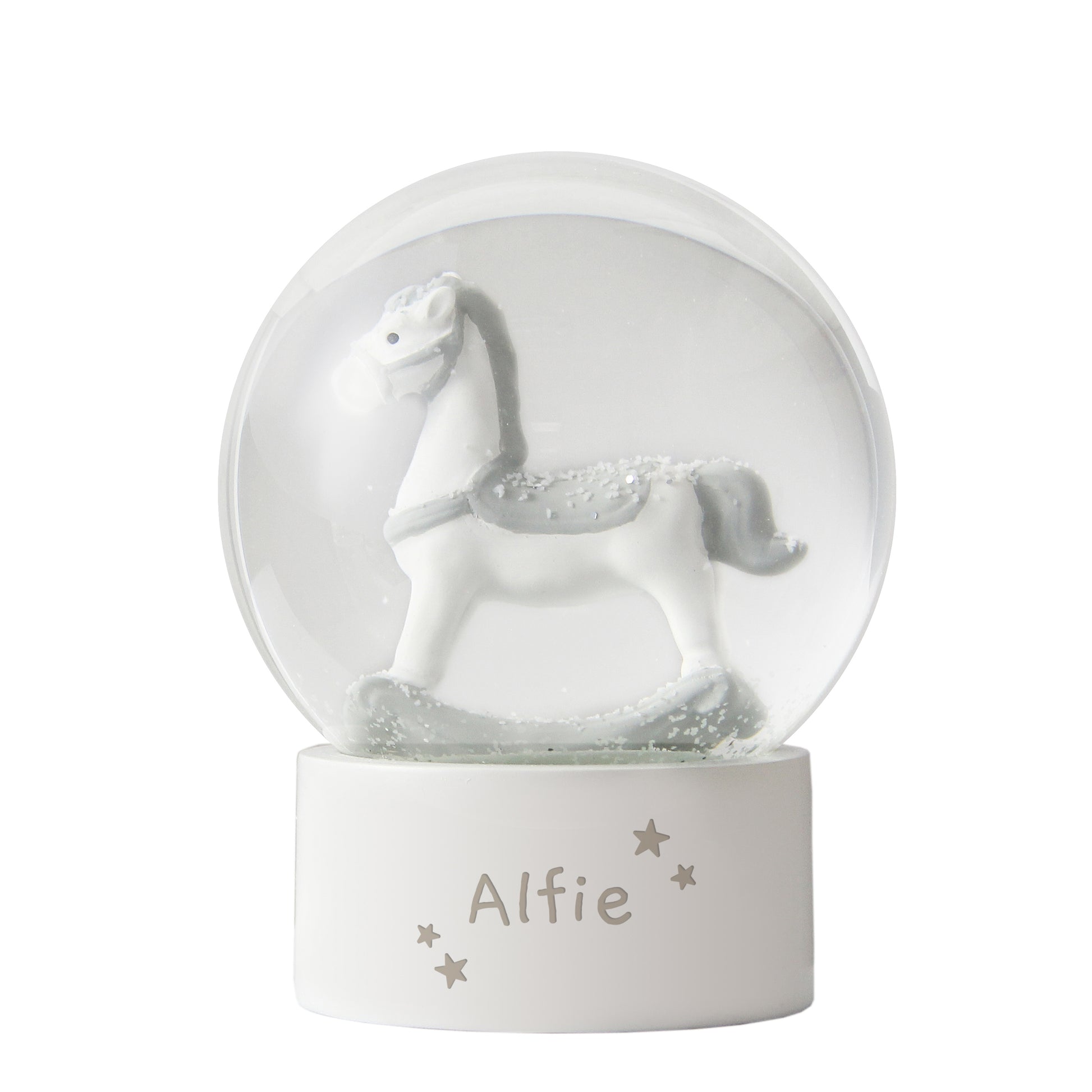 Personalised Name Only Rocking Horse Glitter Snow Globe - image 5