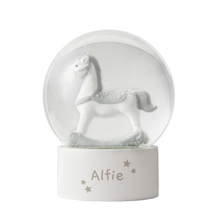 Personalised Name Only Rocking Horse Glitter Snow Globe - image 5