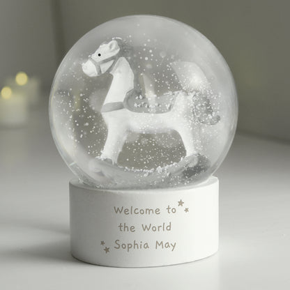 Personalised Free Text Rocking Horse Glitter Snow Globe from Heartfelt Gifts