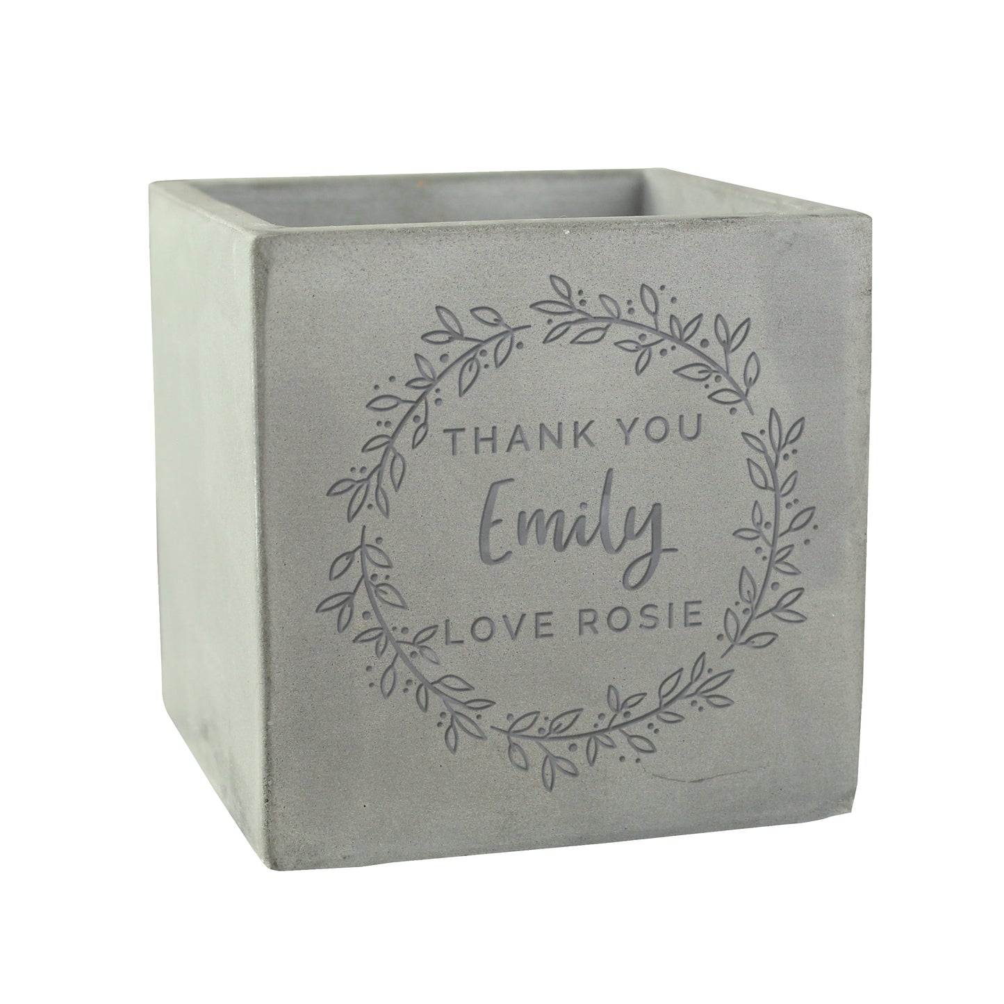 Personalised Floral Wreath Concrete Plant Pot - image 5