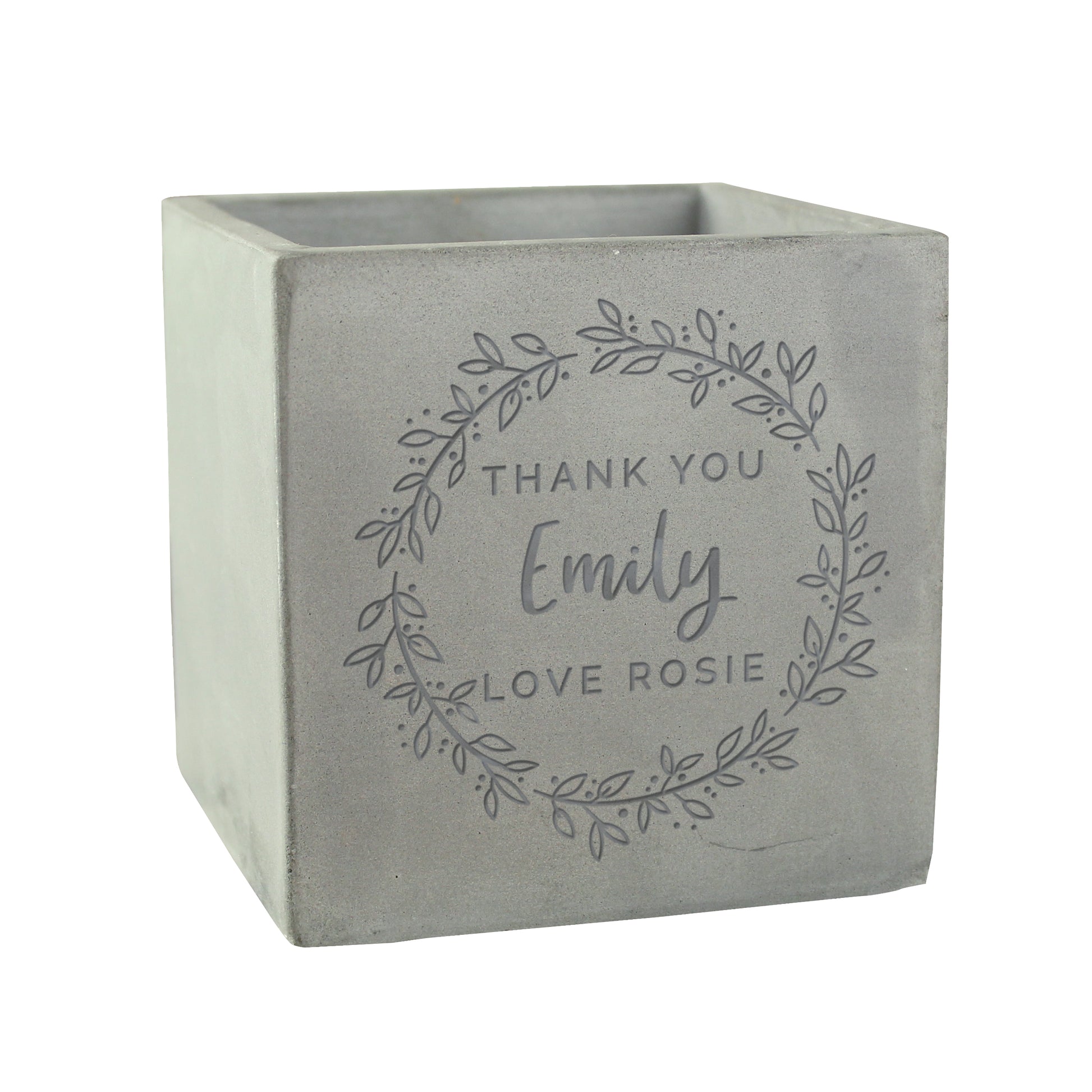 Personalised Floral Wreath Concrete Plant Pot - image 5
