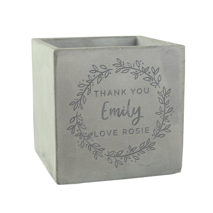 Personalised Floral Wreath Concrete Plant Pot - image 5