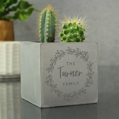 Personalised Floral Wreath Concrete Plant Pot - image 6