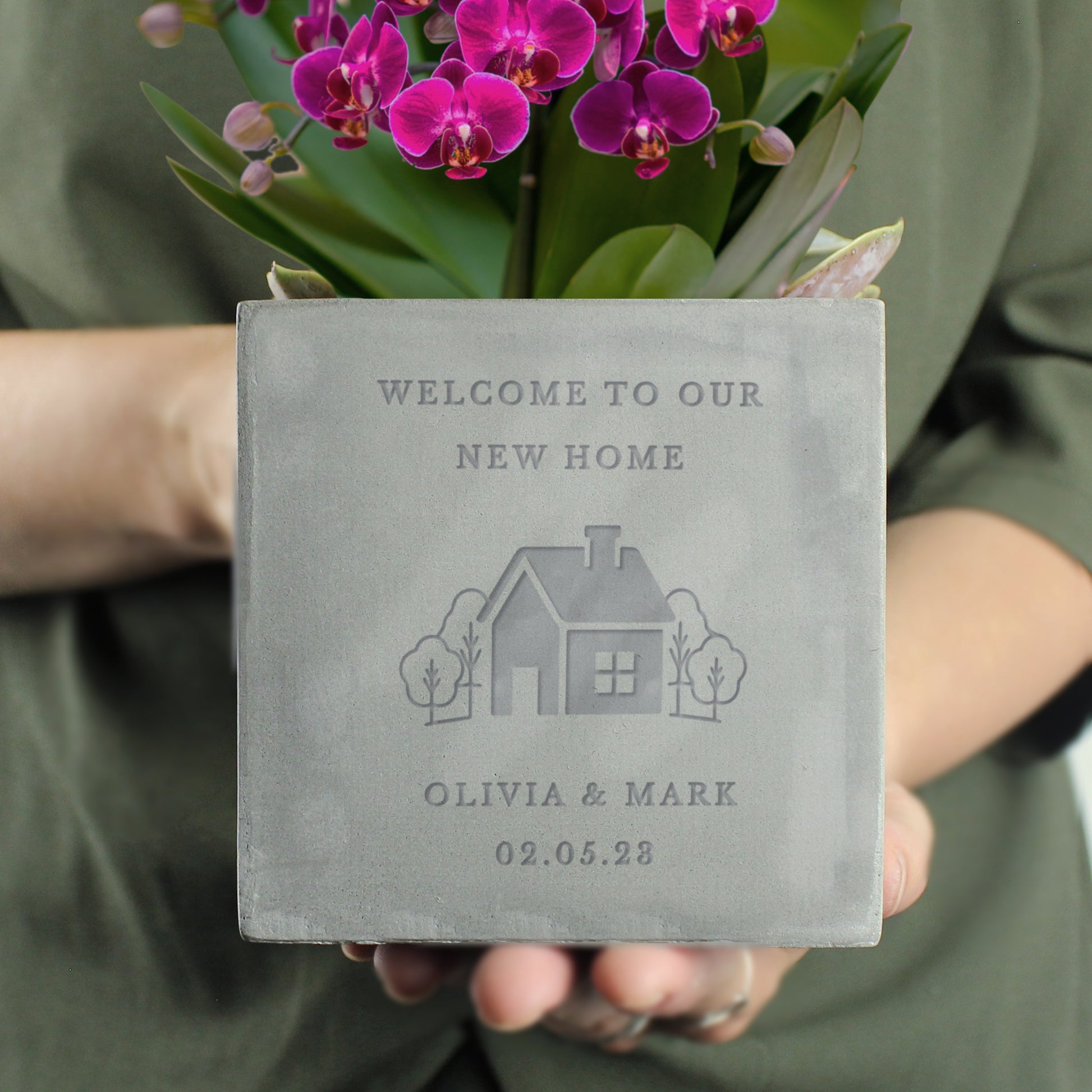Personalised New Home Concrete Plant Pot - image 4