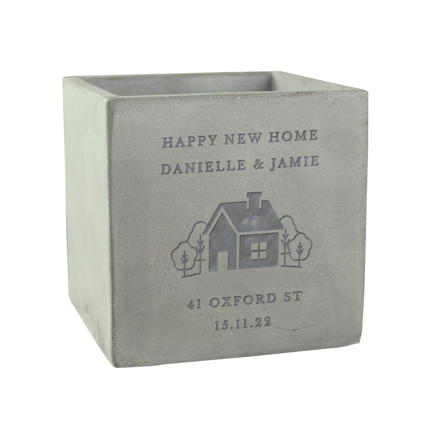 Personalised New Home Concrete Plant Pot - image 5