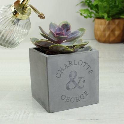 Personalised Ampersand Couples Concrete Plant Pot - image 3