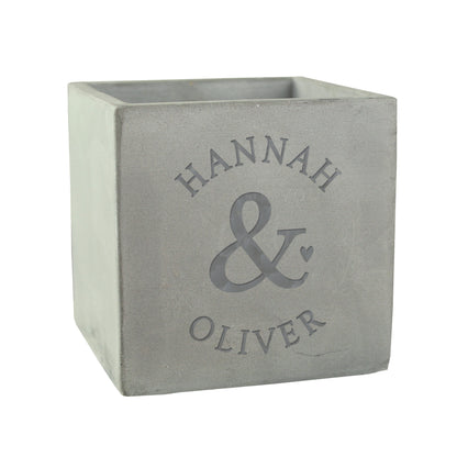 Personalised Ampersand Couples Concrete Plant Pot - image 5