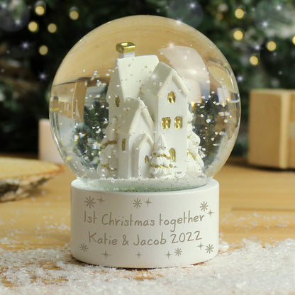 Personalised Message Village Glitter Snow Globe - image 2