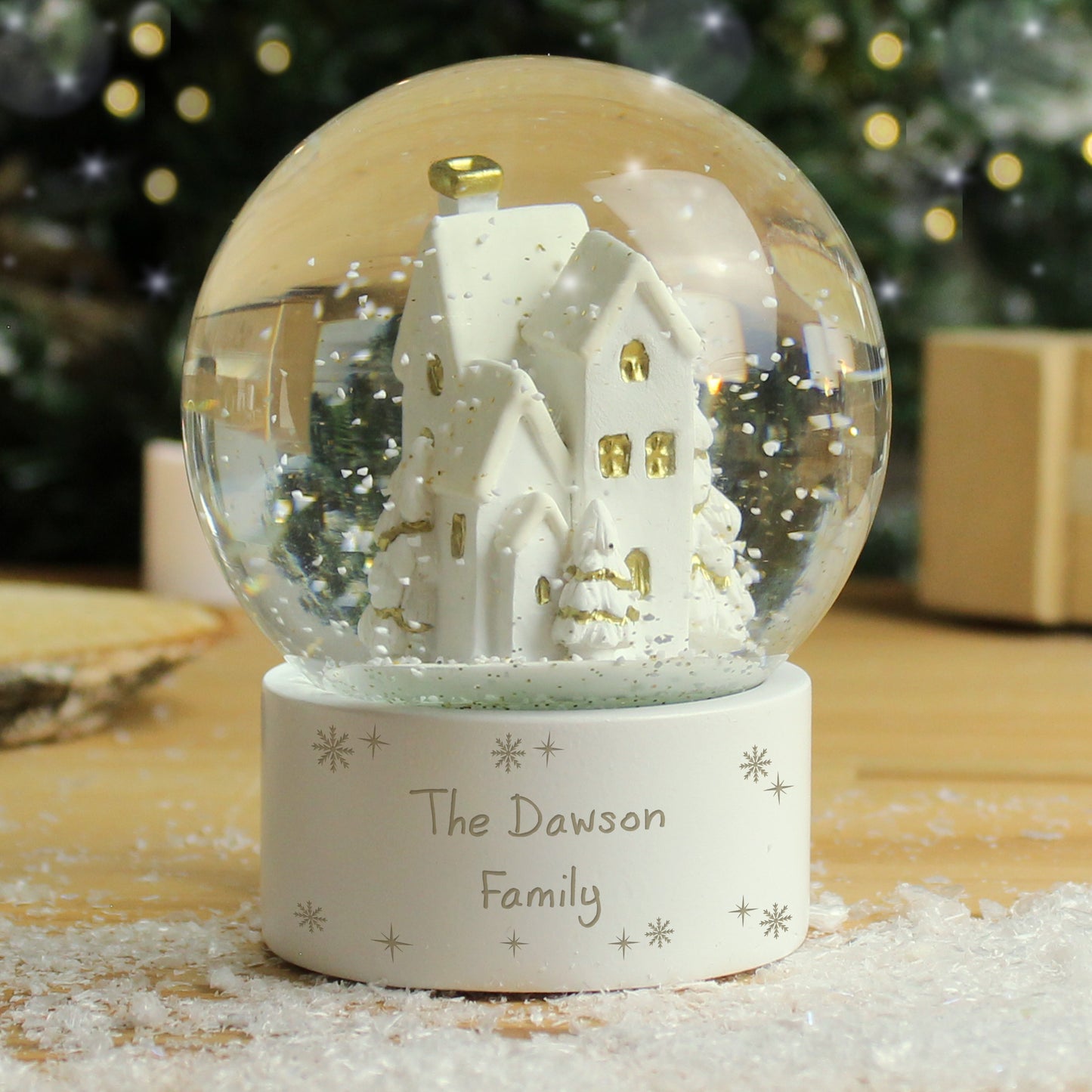 Personalised Message Village Glitter Snow Globe - image 8