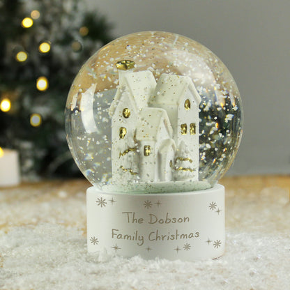 Personalised Message Village Glitter Snow Globe - image 9