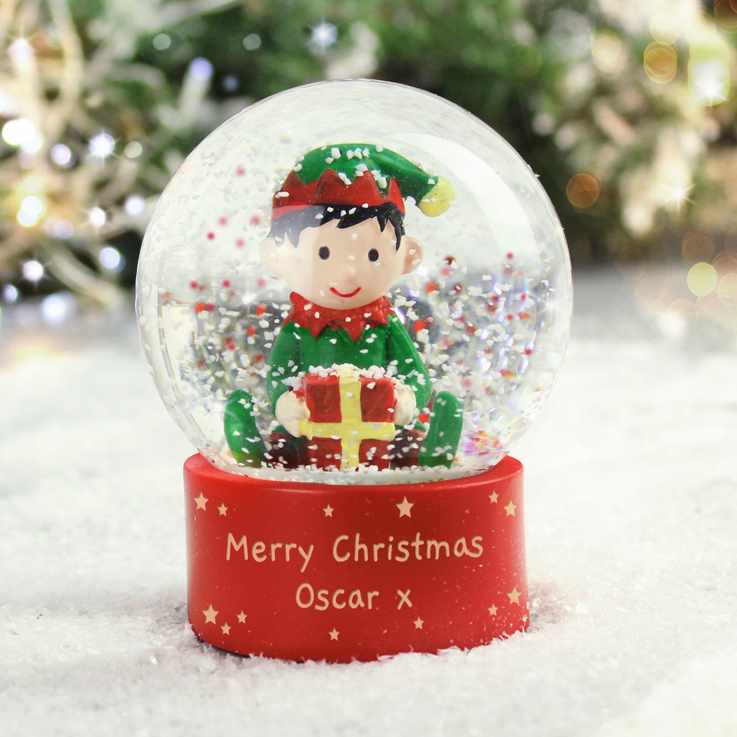 Personalised Message Elf Glitter Snow Globe from Heartfelt Gifts