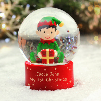 Personalised Message Elf Glitter Snow Globe - image 4