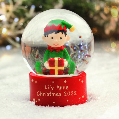 Personalised Message Elf Glitter Snow Globe - image 6